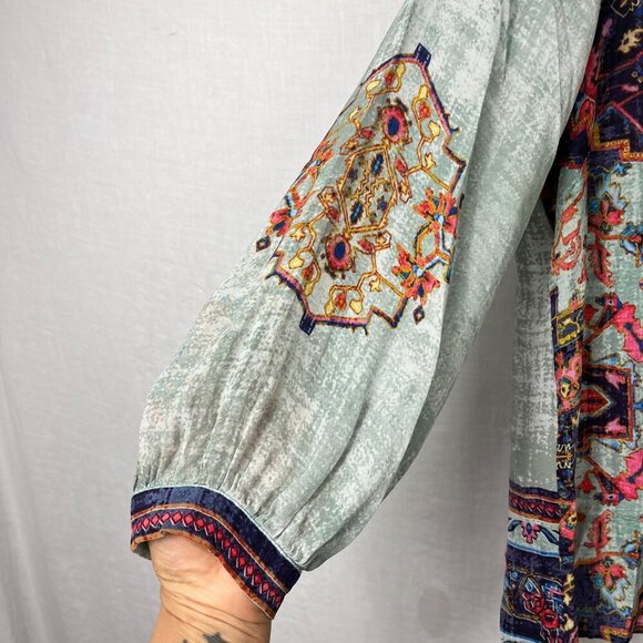 Vineet Bahl Prudence Blouse Womens M Embroidered Paisley Bohemian Anthropologie - Picture 4 of 10